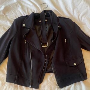 Black faux suede moto jacket